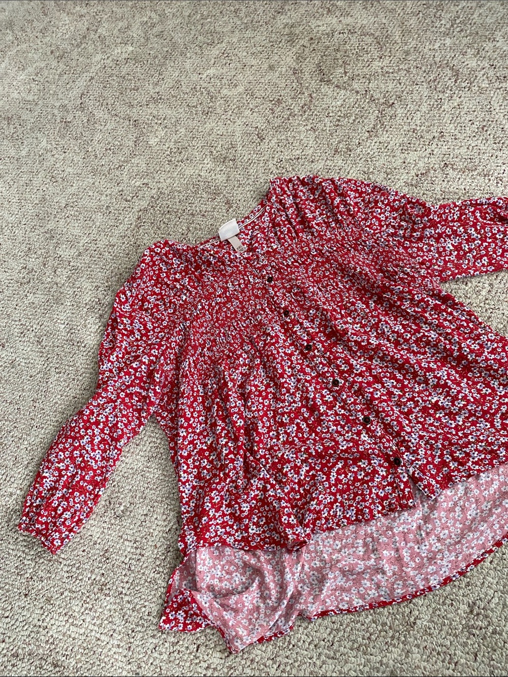 Knox Rose Red Floral Button-Up Top